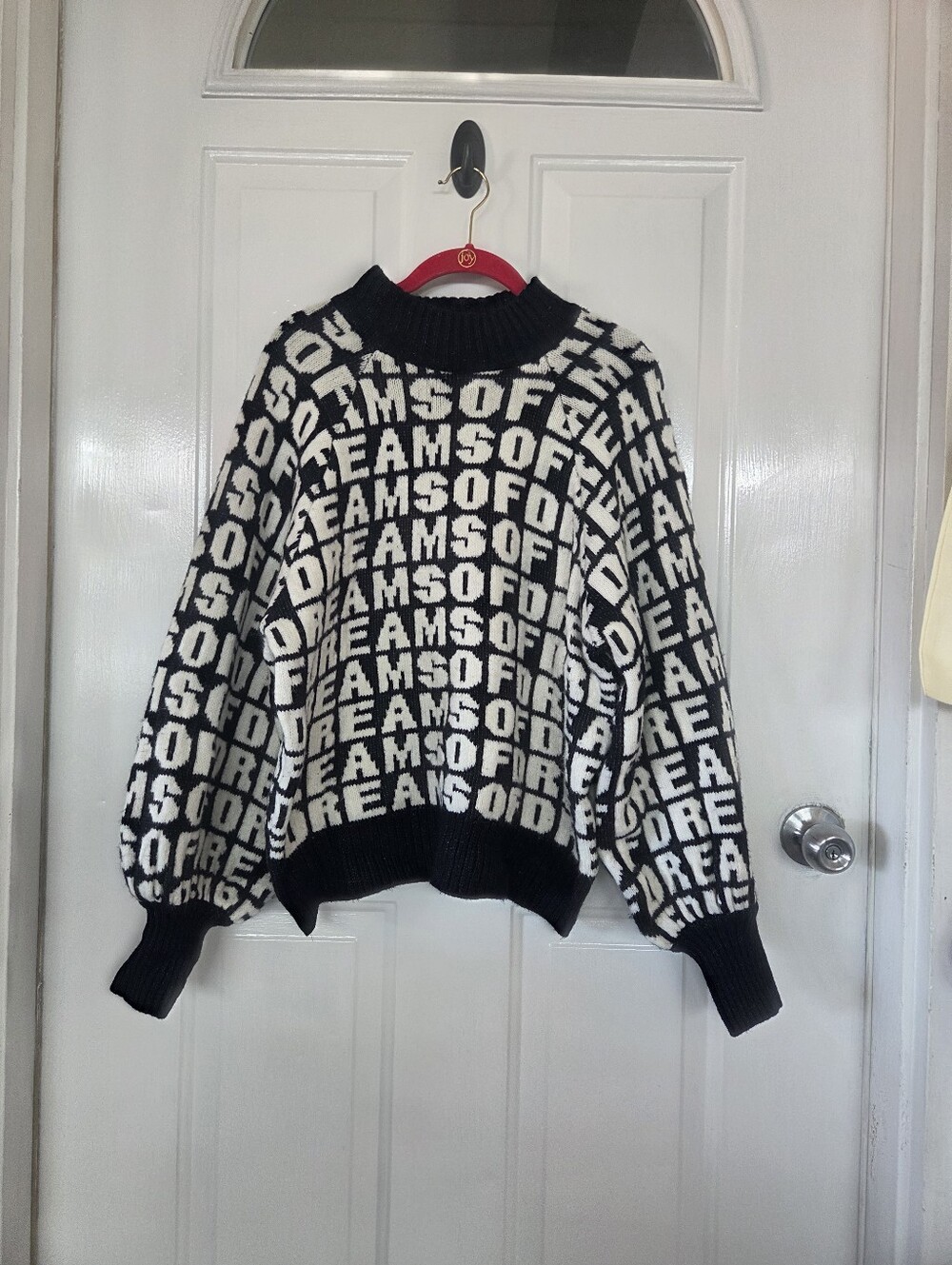 H&M small Black & White Dream Patterned Women's Knit Chunky trendy Sweater